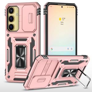 New Military Case with Ring Kickstand for Samsung Galaxy S24 FE - Rose Golden