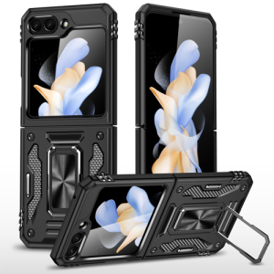New Military Case with Ring Kickstand for Samsung Galaxy Z Flip 6 - Black