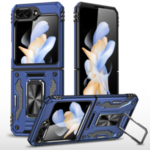 New Military Case with Ring Kickstand for Samsung Galaxy Z Flip 5 - Navy Blue