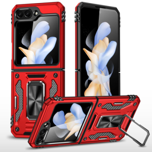New Military Case with Ring Kickstand for Samsung Galaxy Z Flip 6 - Red