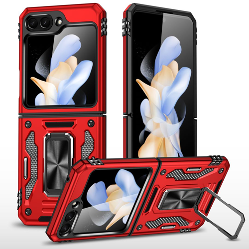 New Military Case with Ring Kickstand for Samsung Galaxy Z Flip 5 - Red