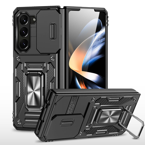 New Military Case with Ring Kickstand for Samsung Galaxy Z Fold 6 - Black