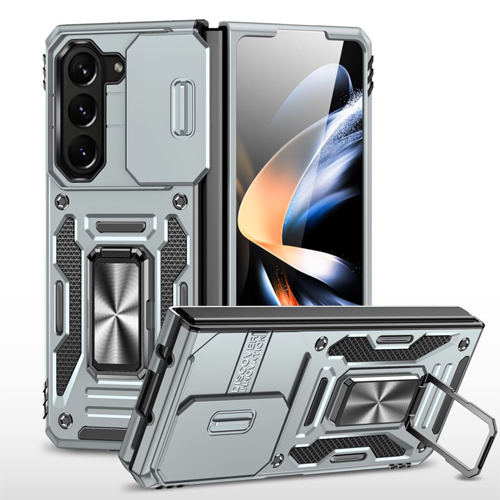 New Military Case with Ring Kickstand for Samsung Galaxy Z Fold 6 - Gray