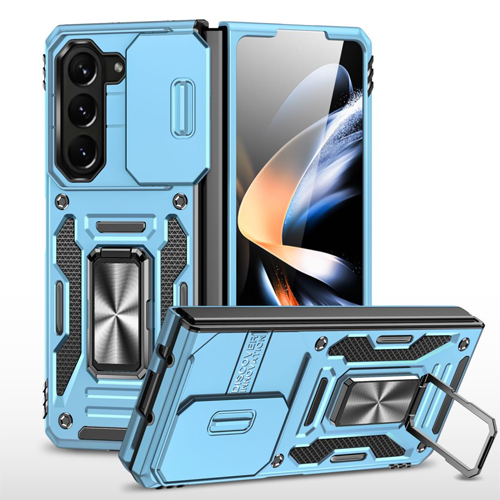 New Military Case with Ring Kickstand for Samsung Galaxy Z Fold 6 - Light Blue