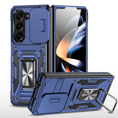 New Military Case with Ring Kickstand for Samsung Galaxy Z Fold 6 - Navy Blue
