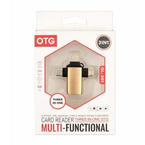 OTG Adapter 3 in 1 (Lightning, USB-C, Micro-USB, to USB) GL-301 - Rose Gold