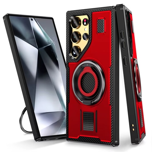 Power Ring Armor Case for Samsung Galaxy S25 Ultra - Red