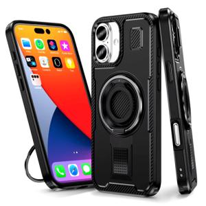 Power Ring Armor Case for iPhone 16 - Black