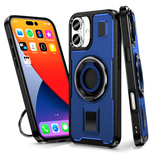 Power Ring Armor Case for iPhone 16 - Navy Blue