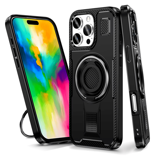 Power Ring Armor Case for iPhone 16 Pro Max - Black