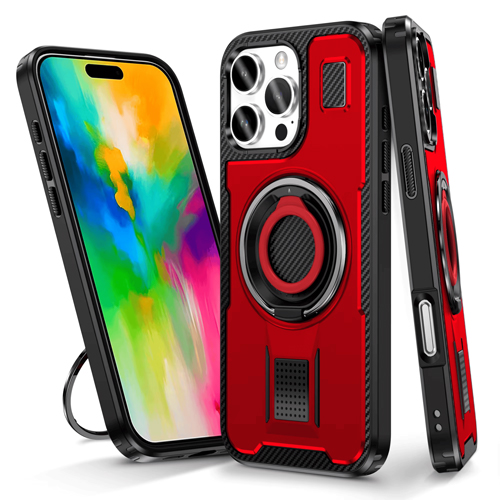 Power Ring Armor Case for iPhone 16 Pro Max - Red