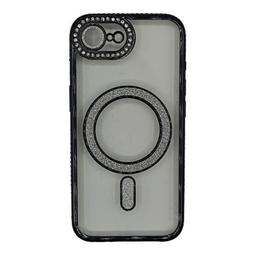 Premium Clear BLING BLING Magsafe Design Case for Apple iPhone 16e / 17e - Black