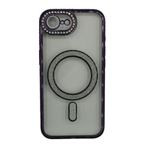 Premium Clear BLING BLING Magsafe Design Case for Apple iPhone 16e / 17e - Deep Purple