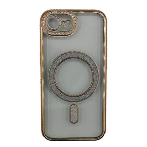 Premium Clear BLING BLING Magsafe Design Case for Apple iPhone 16e / 17e - Gold