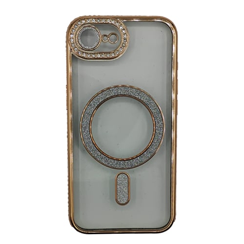 Premium Clear BLING BLING Magsafe Design Case for Apple iPhone 16e / 17e - Gold