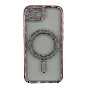 Premium Clear BLING BLING Magsafe Design Case for Apple iPhone 16e / 17e - Rose Gold
