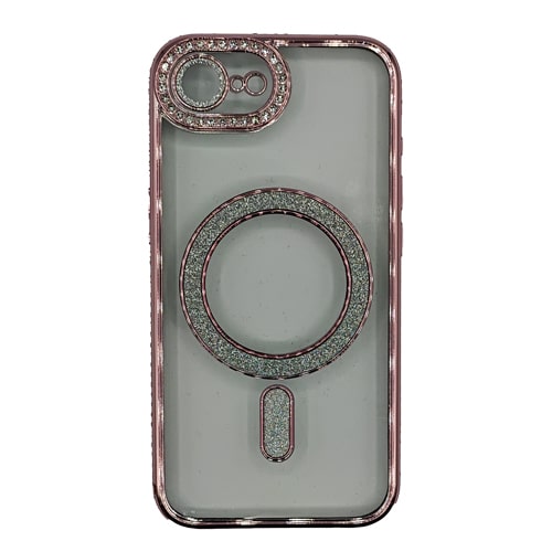 Premium Clear BLING BLING Magsafe Design Case for Apple iPhone 16e / 17e - Rose Gold