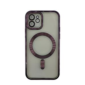Premium Clear TPU Magsafe Design Case for Apple iPhone 12 - Deep Purple
