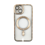 Premium Clear TPU Magsafe Design Case for Apple iPhone 15 - Gold