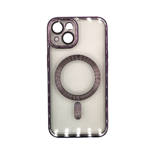 Premium Clear TPU Magsafe Design Case for Apple iPhone 15 Plus / 14 Plus - Deep Purple