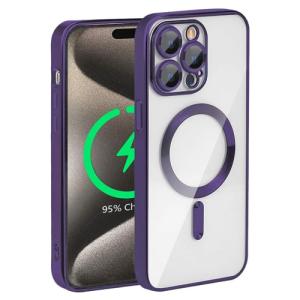 Premium Clear TPU Magsafe Design Case for Apple iPhone 14 Pro Max - Deep Purple