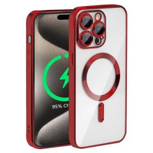 Premium Clear TPU Magsafe Design Case for Apple iPhone 14 Pro Max - Red