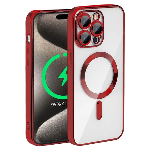 Premium Clear TPU Magsafe Design Case for Apple iPhone 13 Pro - Red