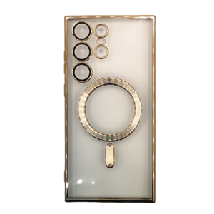 Premium Clear TPU Magsafe Design Case for Samsung Galaxy S25 Ultra - Gold