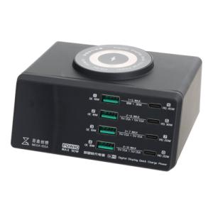 QIANLI MEGA-IDEA PQW110 15W USB / USB-C HUB Fast Charging Digital Display with Wireless Power Supply
