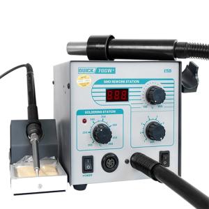 QUICK 706W+ BGA Rework Soldering Station with Digital Display iron Hot Air Hun 2 in 1 with 3 Nozzles 580W