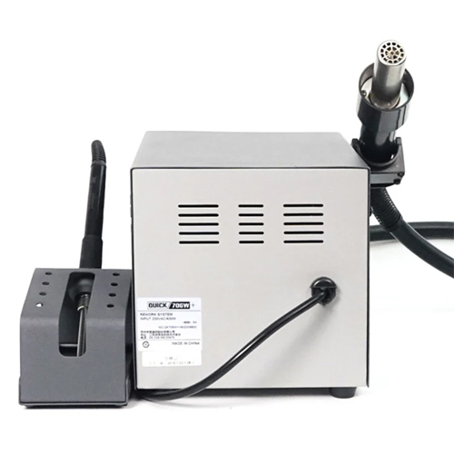 QUICK 706W+ BGA Rework Soldering Station with Digital Display iron Hot Air Hun 2 in 1 with 3 Nozzles 580W