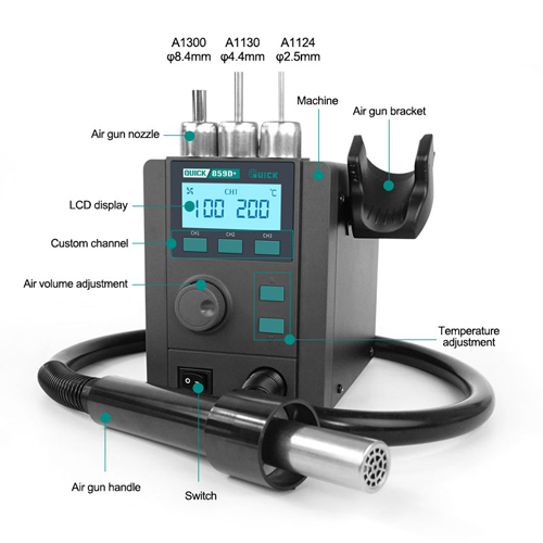 QUICK 859D+ Soldering Station, Lead Free Digital Display Heat Gun