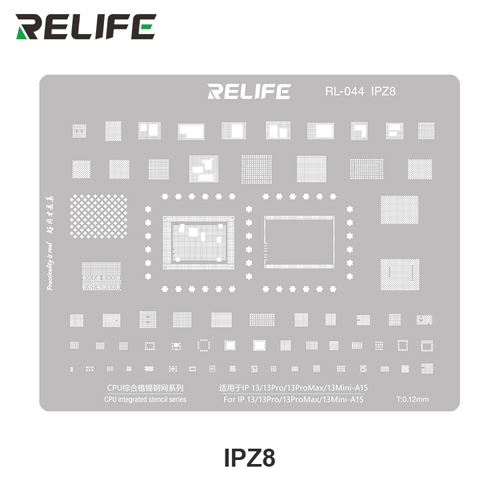 RELIFE RL-044 IP series CPU integrated Steel Stencil set / 11 pieces / IP6-16 series