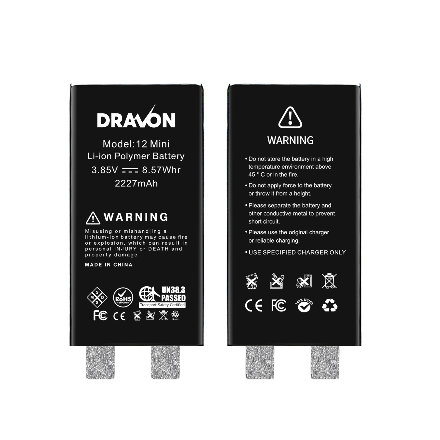 Replacement Battery Compatible for iPhone 12 Mini (Spot Welding Required) (DRAVON Cell)