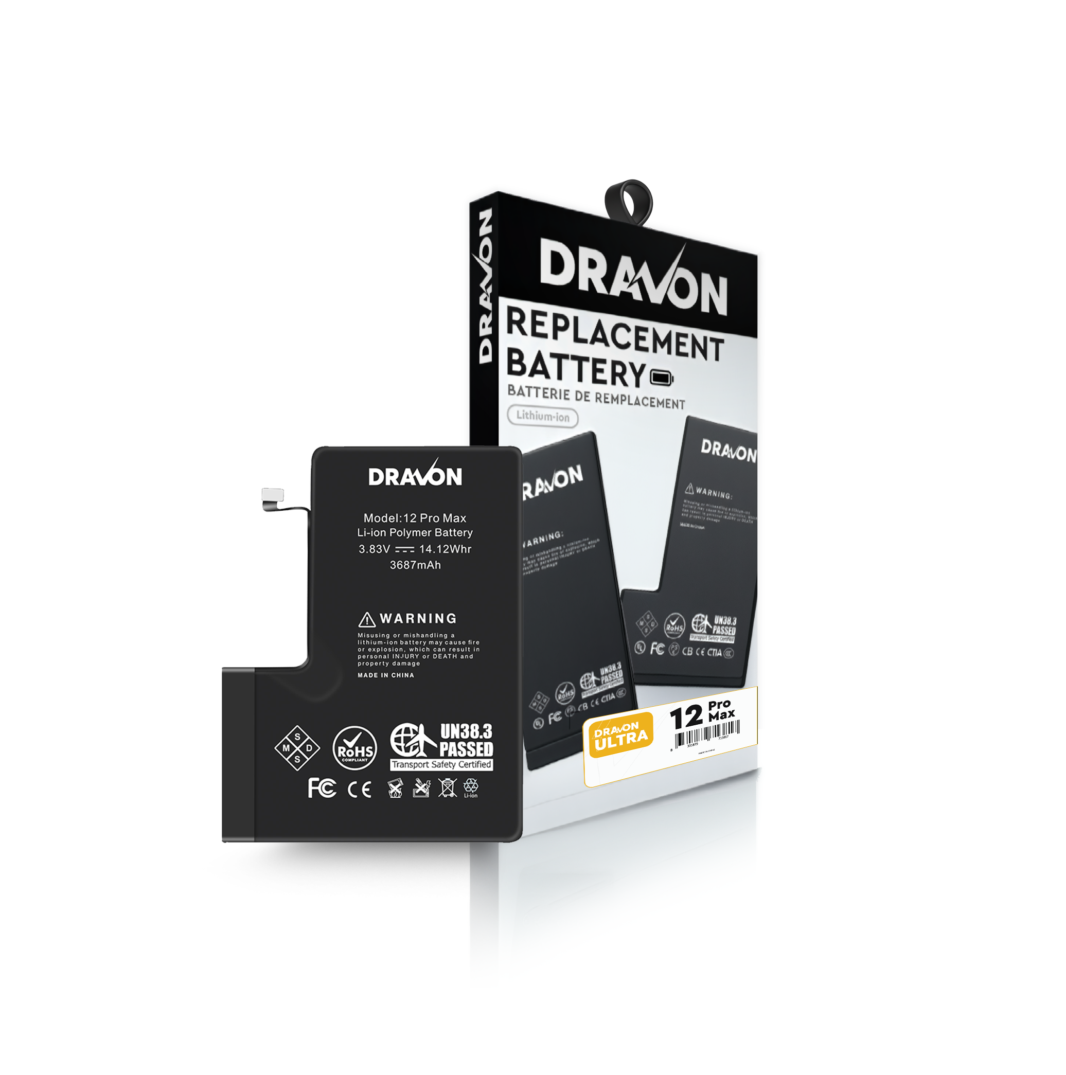 Replacement Battery Compatible for iPhone 12 Pro Max (DRAVON Ultra)