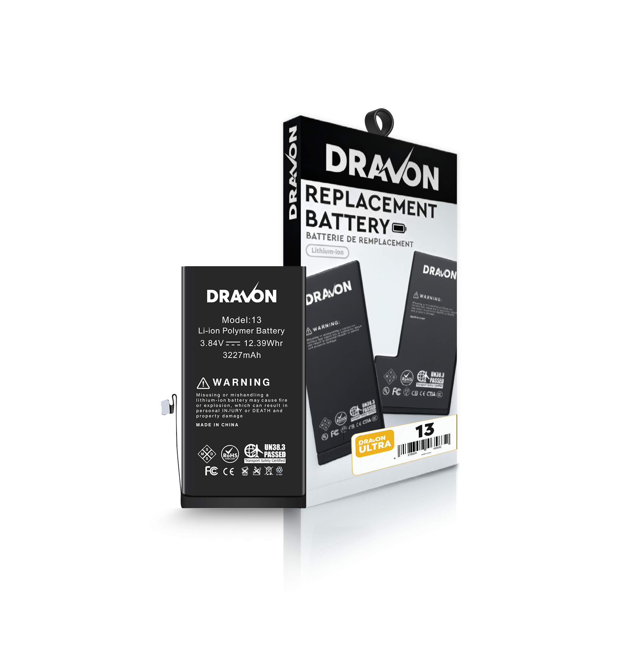 Replacement Battery Compatible for iPhone 13 (DRAVON Ultra)