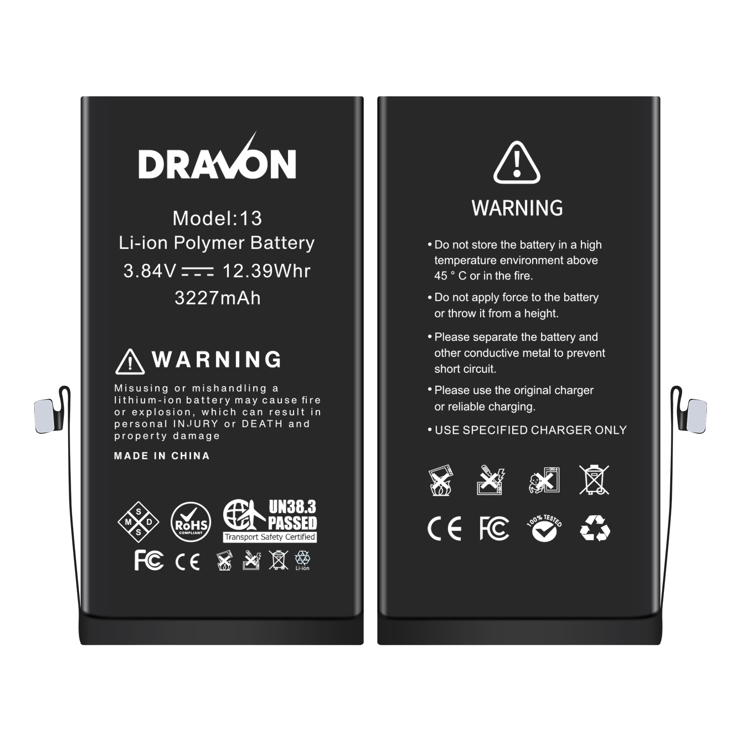 Replacement Battery Compatible for iPhone 13 (DRAVON Plus)