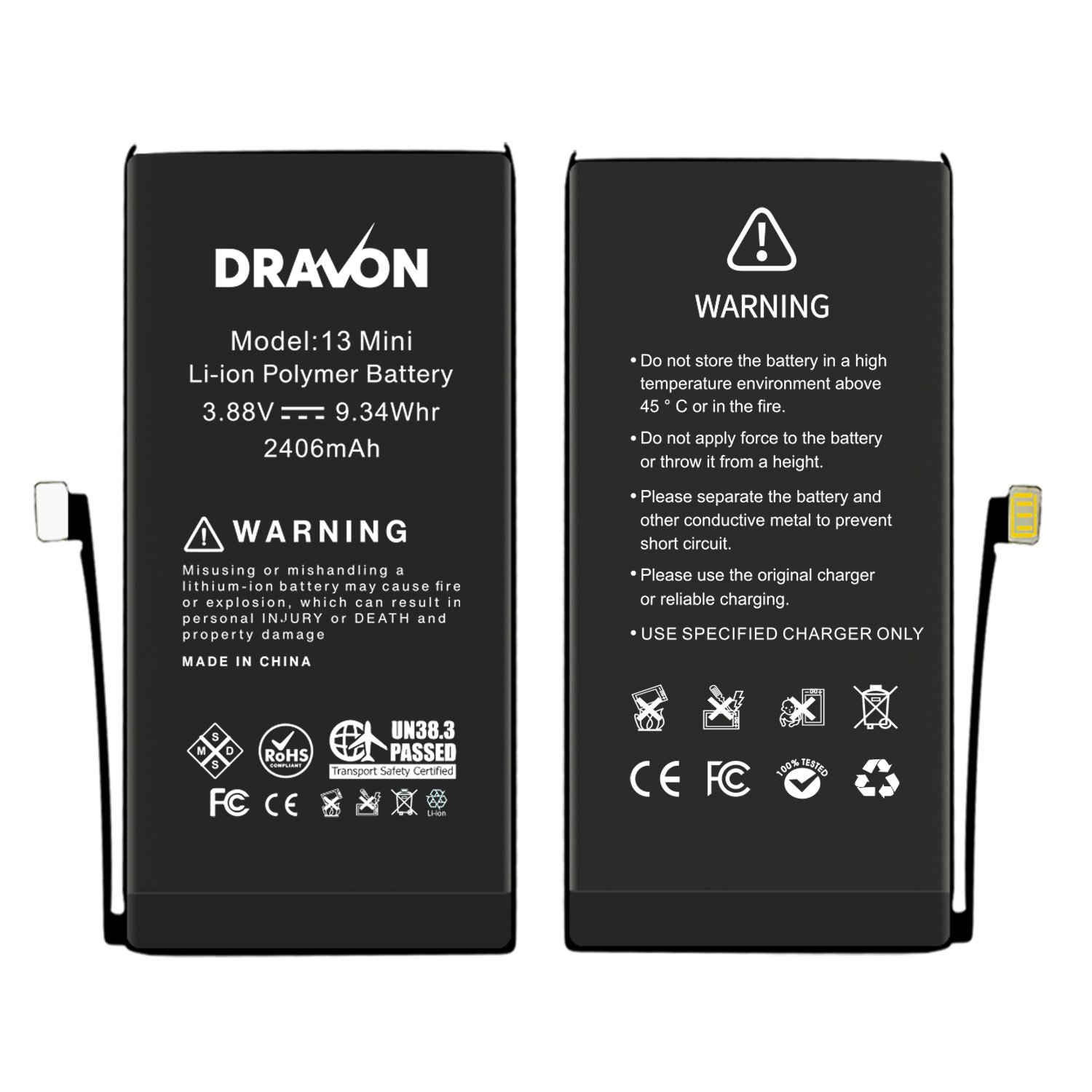 Replacement Battery Compatible for iPhone 13 Mini (DRAVON Ultra)