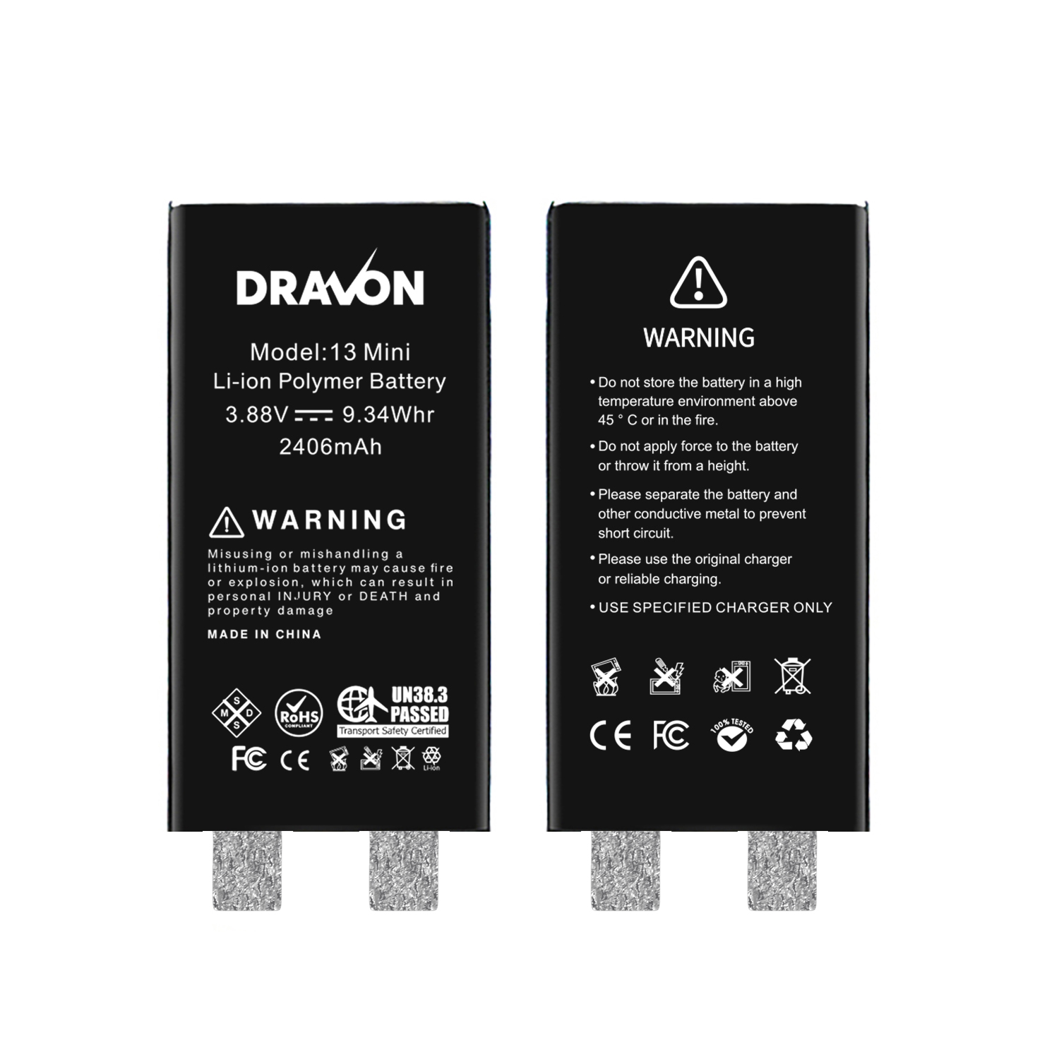 Replacement Battery Compatible for iPhone 13 Mini (Spot Welding Required) (DRAVON Cell)