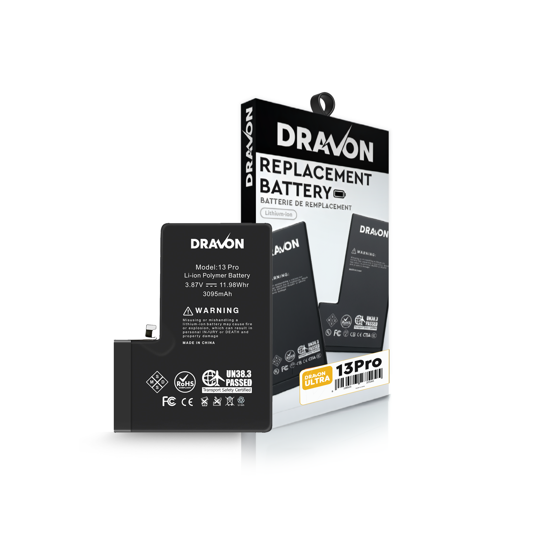 Replacement Battery Compatible for iPhone 13 Pro (DRAVON Ultra)