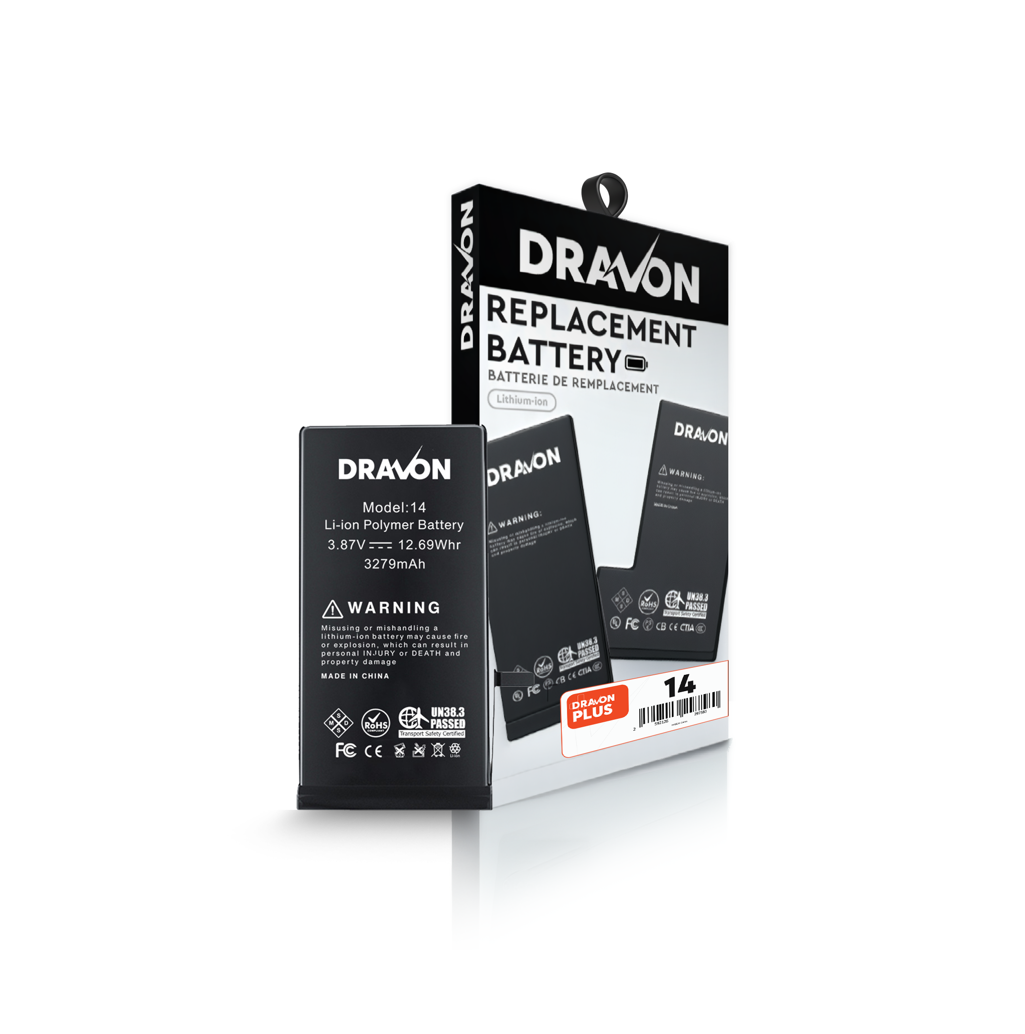 Replacement Battery Compatible for iPhone 14 (DRAVON Plus)