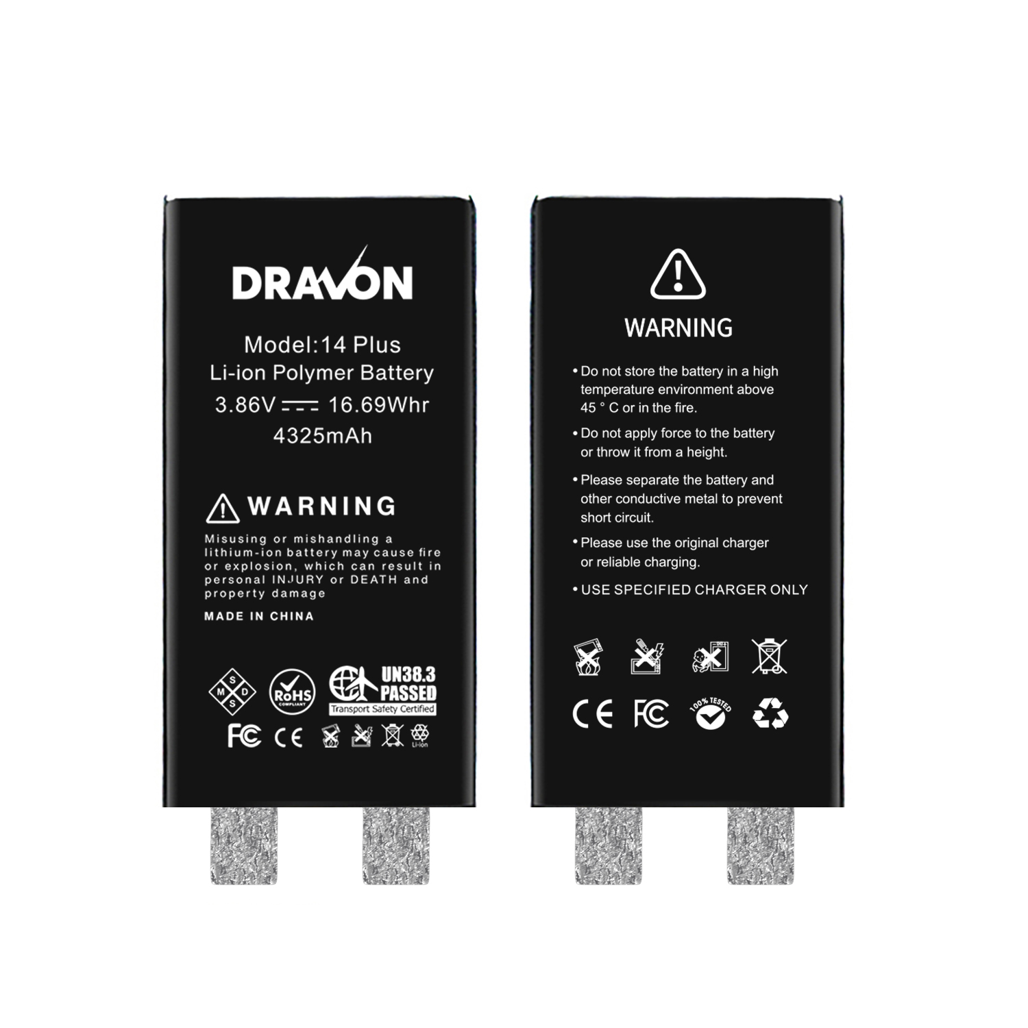 Replacement Battery Compatible for iPhone 14 Plus (Spot Welding Required) (DRAVON Cell)
