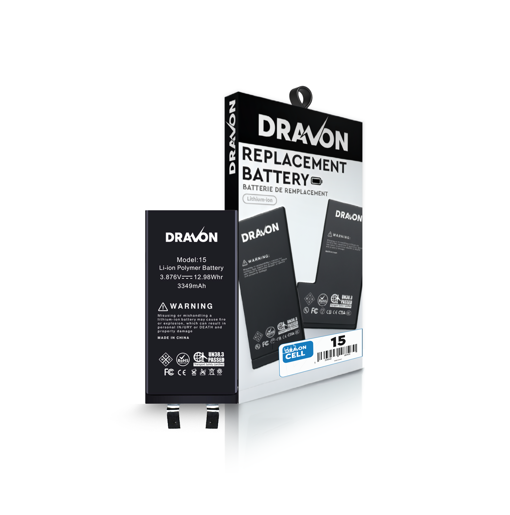 Replacement Battery Compatible for iPhone 15 (Spot Welding Required) (DRAVON Cell)
