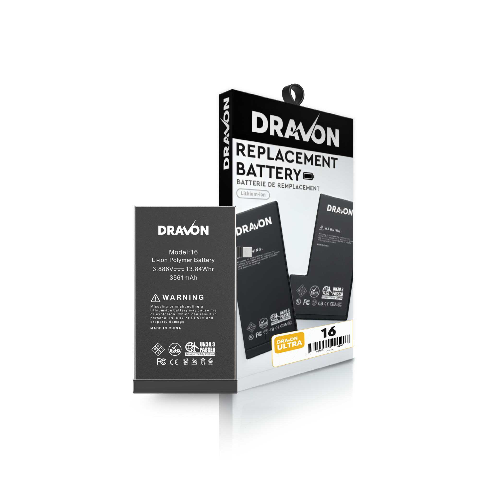 Replacement Battery Compatible for iPhone 16 (DRAVON Ultra)