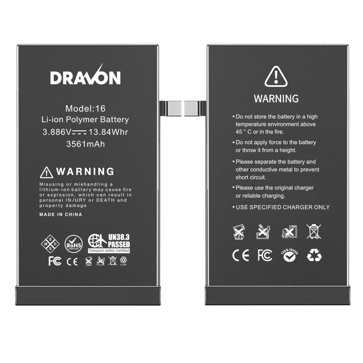 Replacement Battery Compatible for iPhone 16 (DRAVON Ultra)
