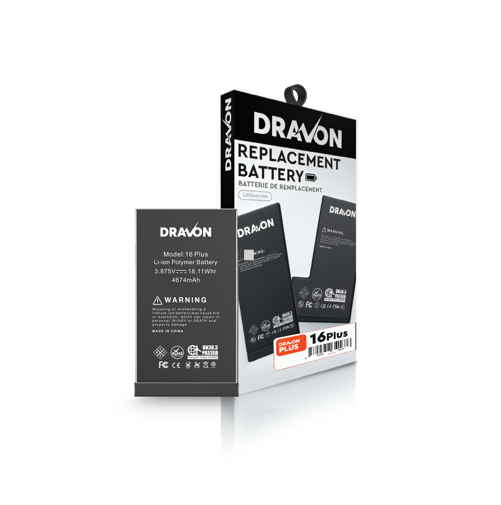 Replacement Battery Compatible for iPhone 16 Plus (DRAVON Plus)
