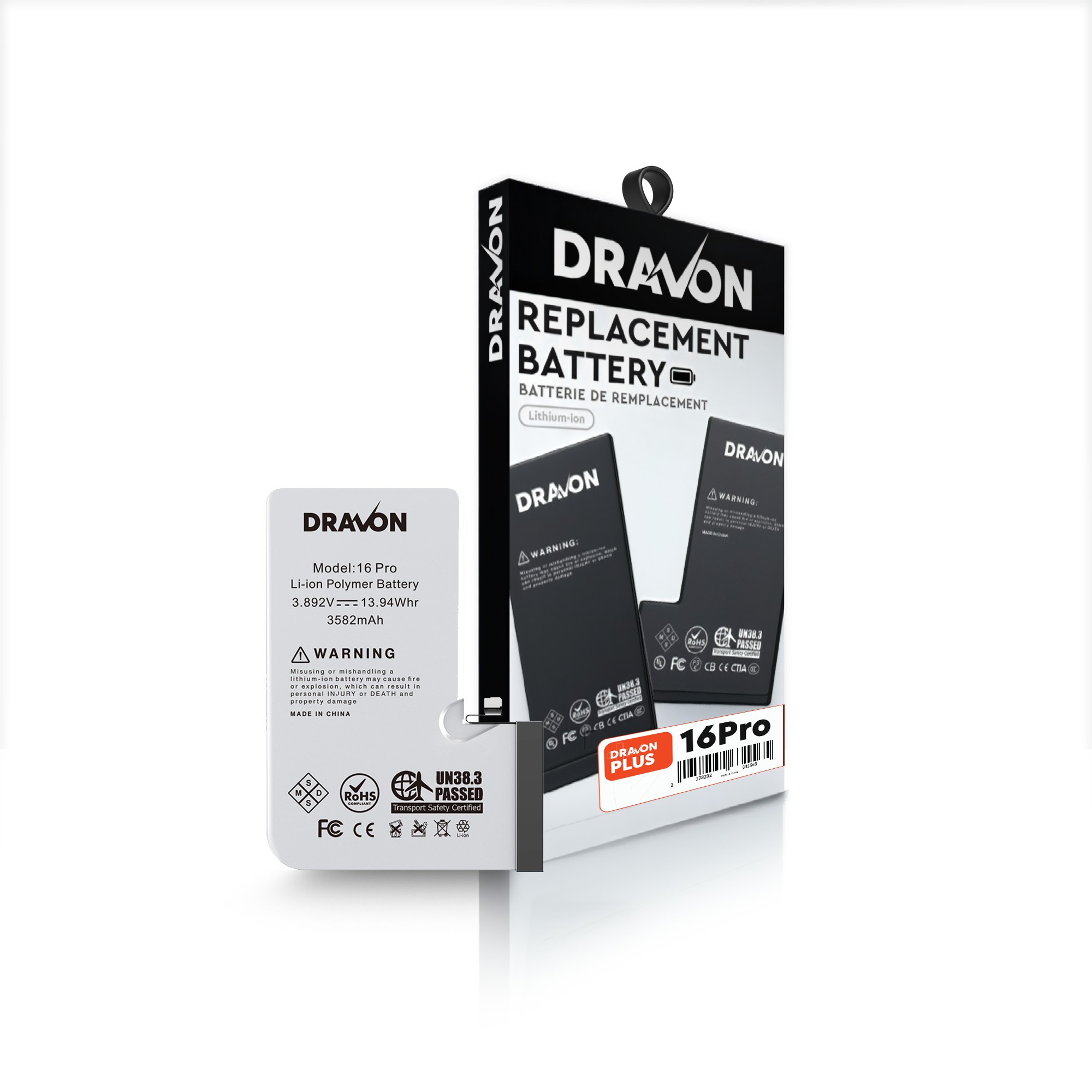 Replacement Battery Compatible for iPhone 16 Pro (DRAVON Plus)