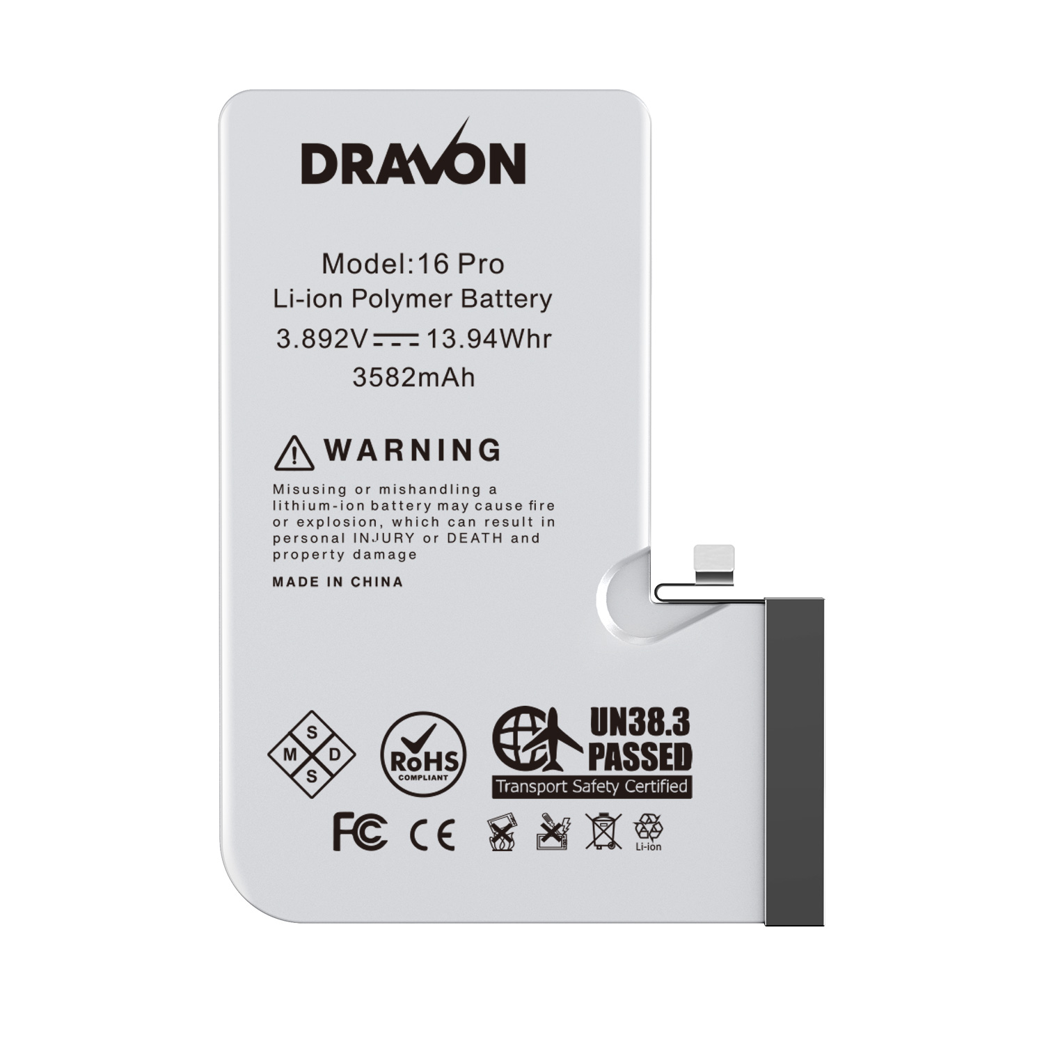 Replacement Battery Compatible for iPhone 16 Pro (DRAVON Plus)