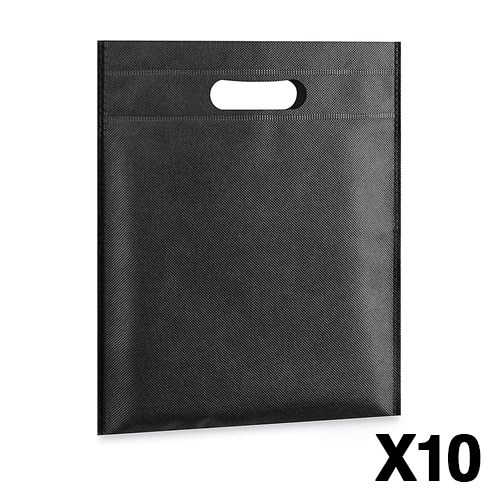Reusable Shopping Bags (Non-Woven) (Pack of 10) - Black