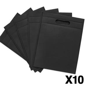 Reusable Shopping Bags (Non-Woven) (Pack of 10) - Black